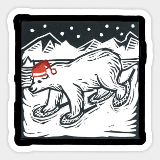 Polar Bear on Snowshoes Sticker